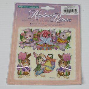 Handmade Pictures Jewel & Glitter Easter Bunny Stickers Brand NEW in Package